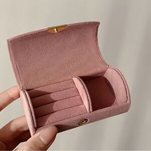 Elegant Velvet Pink Jewelry Box for Travel